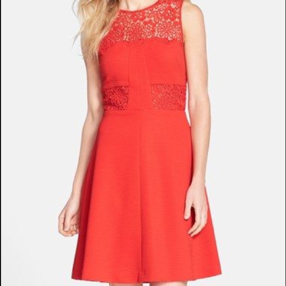 Julia Jordan Lace Inset Ottoman Fit & Flare dress